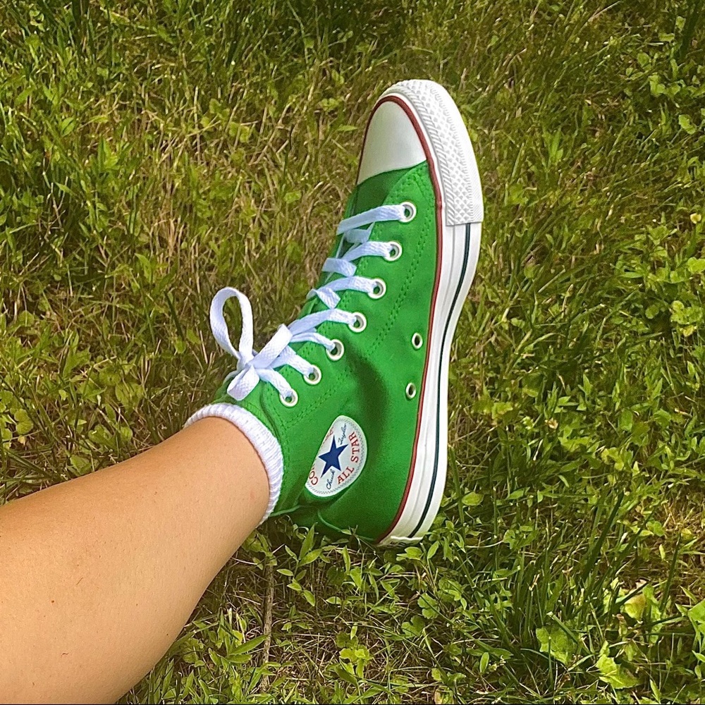 CUSTOM Vine Green Converse Chuck Taylor All Star Hi Top Canvas Sneakers